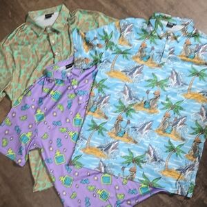 FORE ACES Wild Fun Crazy Print Colorful Graphic Golf Polo Sz XL NEW Set Of 3